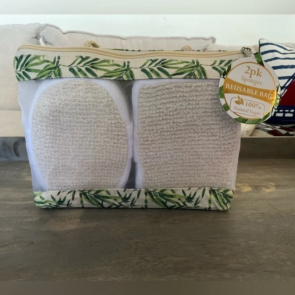 TRU SPA Bamboo 2 PK Sponges With Reusable Bag